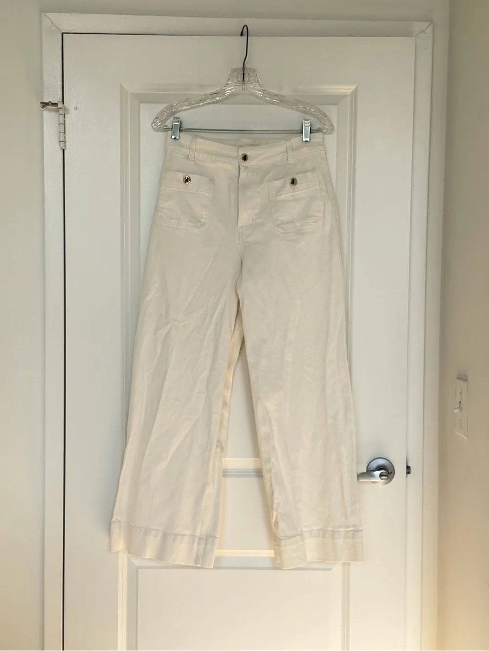 H&M Cream Wide Leg Flare Jeans
